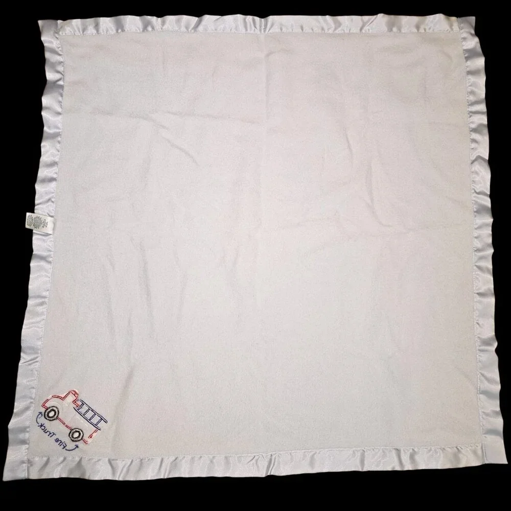 Gerber Light Blue Baby Blanket Satin Trim Firetruck 30
